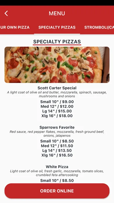 Captures d'écran de Sparrow’s Pizza