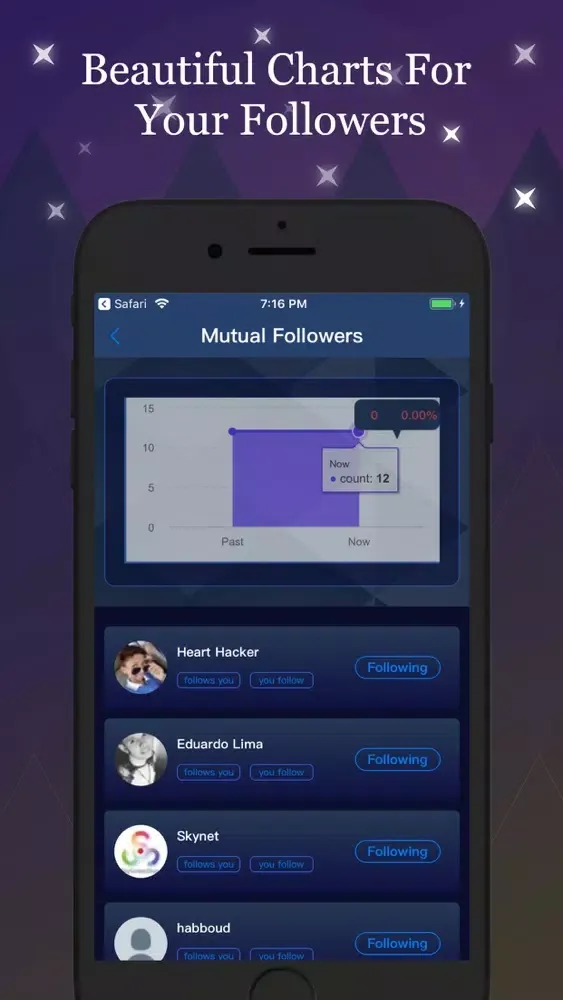 Capturas de tela do Royal Followers Insights