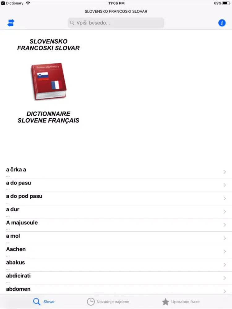 Capturas de tela do Portosdicty Dict Fra-Slo iPad 