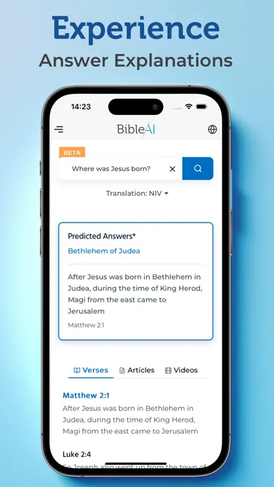 Tangkapan layar Bible AI: Search