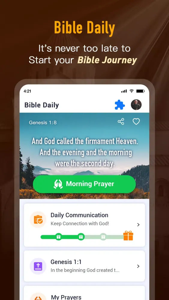Tangkapan layar Bible Daily, KJV Bible + Audio