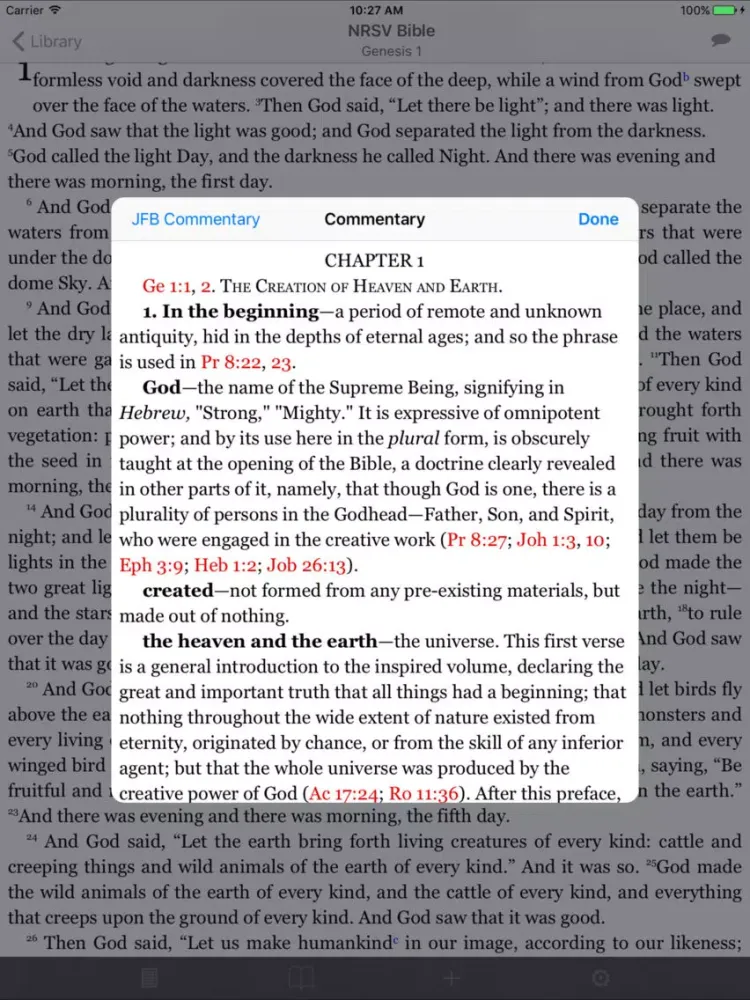 ภาพหน้าจอของ CCEL NRSV Commentaries iPad 