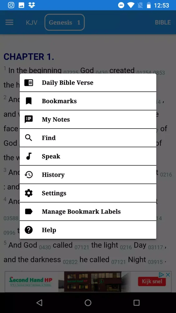 Capturas de tela do Bible Concordance
