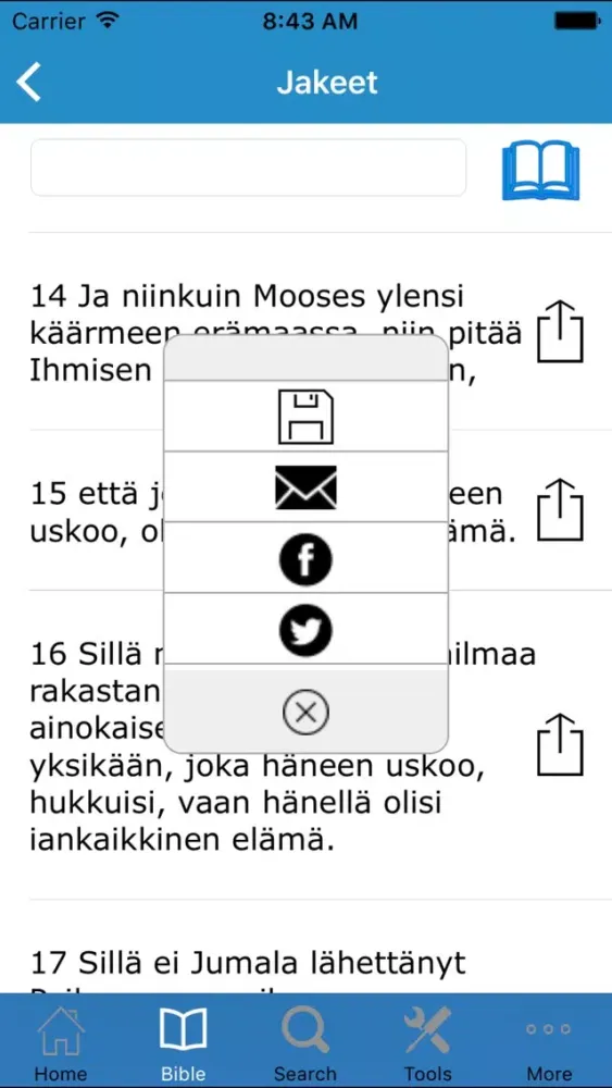 Zrzuty ekranu Pyhä Raamattu (Bible in Finnish)