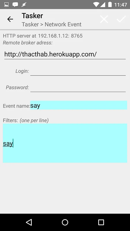 Screenshot di TNES: Tasker Network Event Server