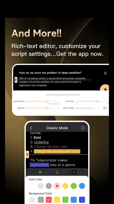 Capturas de tela do BigV Teleprompter Video Script