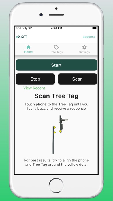 Capturas de tela do ePlant Tree Tag Manager