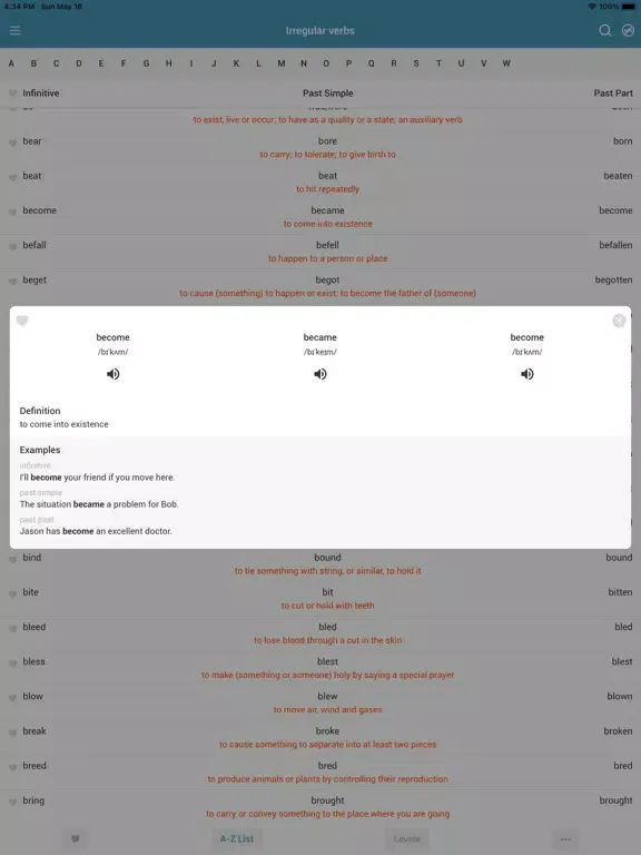 Capturas de pantalla de Smart Irregular Verbs iPad 