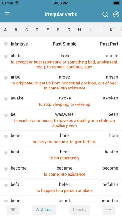 Capturas de pantalla de Smart Irregular Verbs