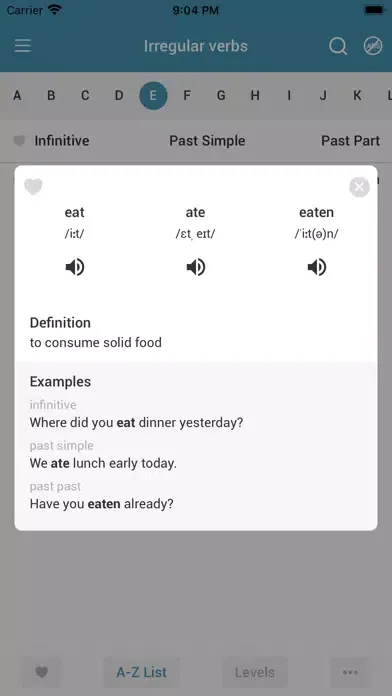 Capturas de pantalla de Smart Irregular Verbs