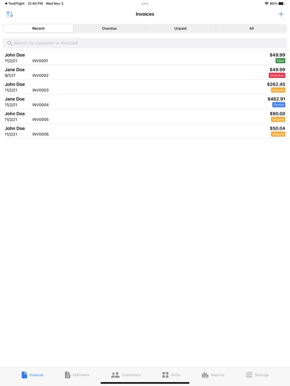 Screenshot di EZ Invoices iPad 