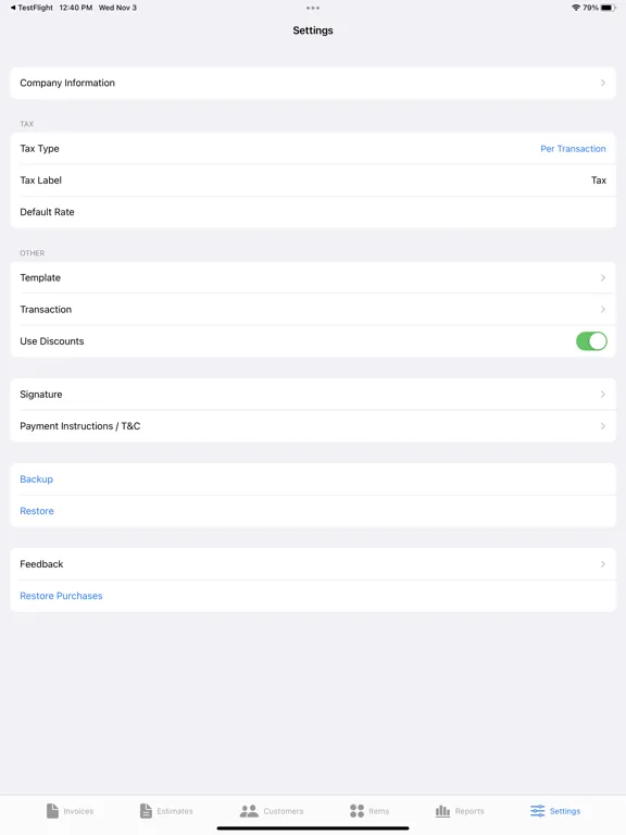 Screenshot di EZ Invoices iPad 