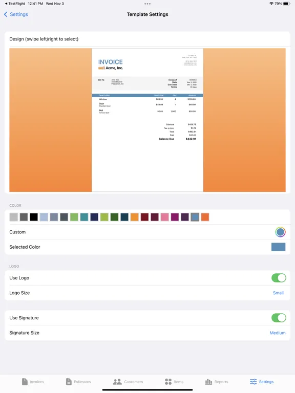 Screenshot di EZ Invoices iPad 