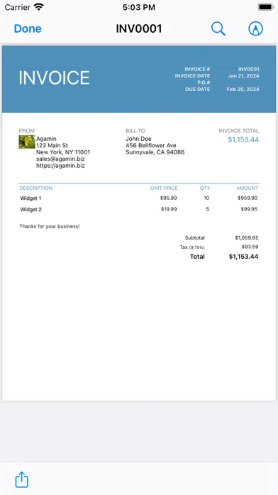 Screenshot di EZ Invoices