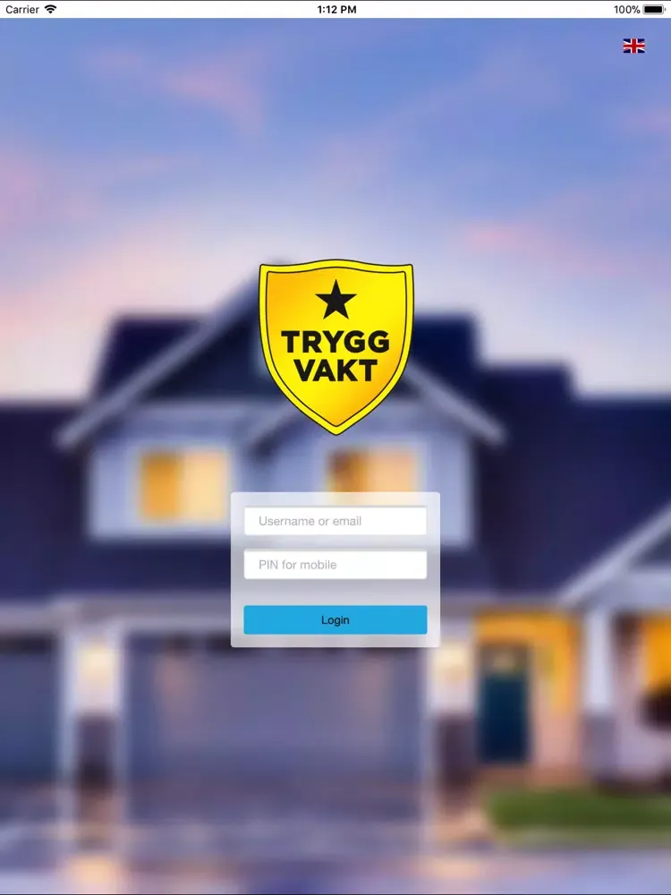 Tangkapan layar Trygg Vakt Smartalarm iPad 