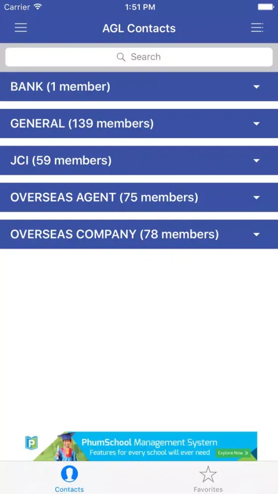 Capturas de tela do AGL Contacts