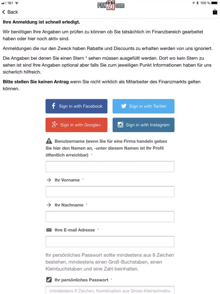 PAN-Finanzvertrieb von PAN21 iPad 應用截圖