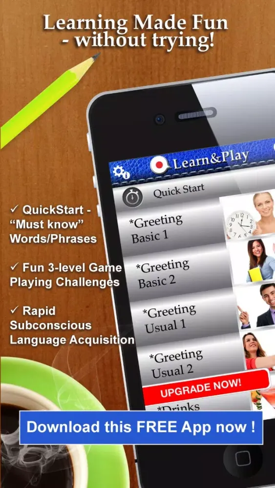 Tangkapan skrin Learn&Play Japanese FREE ~easier & fun! This quick, powerful gaming method with attractive pictures is better than flashcards