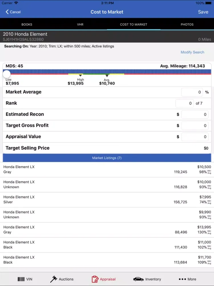 FirstLook Mobile Appraiser iPad  Screenshots
