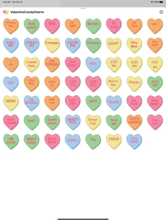 Happy Valentine Candy Hearts iPad  Screenshots