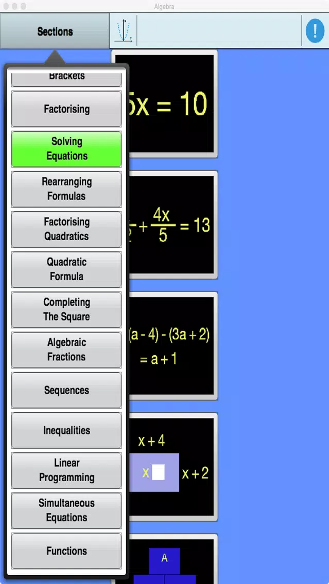 GCSE Algebra (Edexcel and AQA) Screenshots