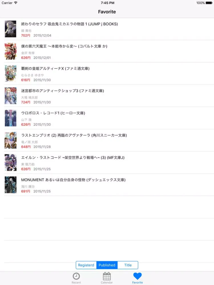 LightNovecal - Light novel calendar - iPad 应用截图