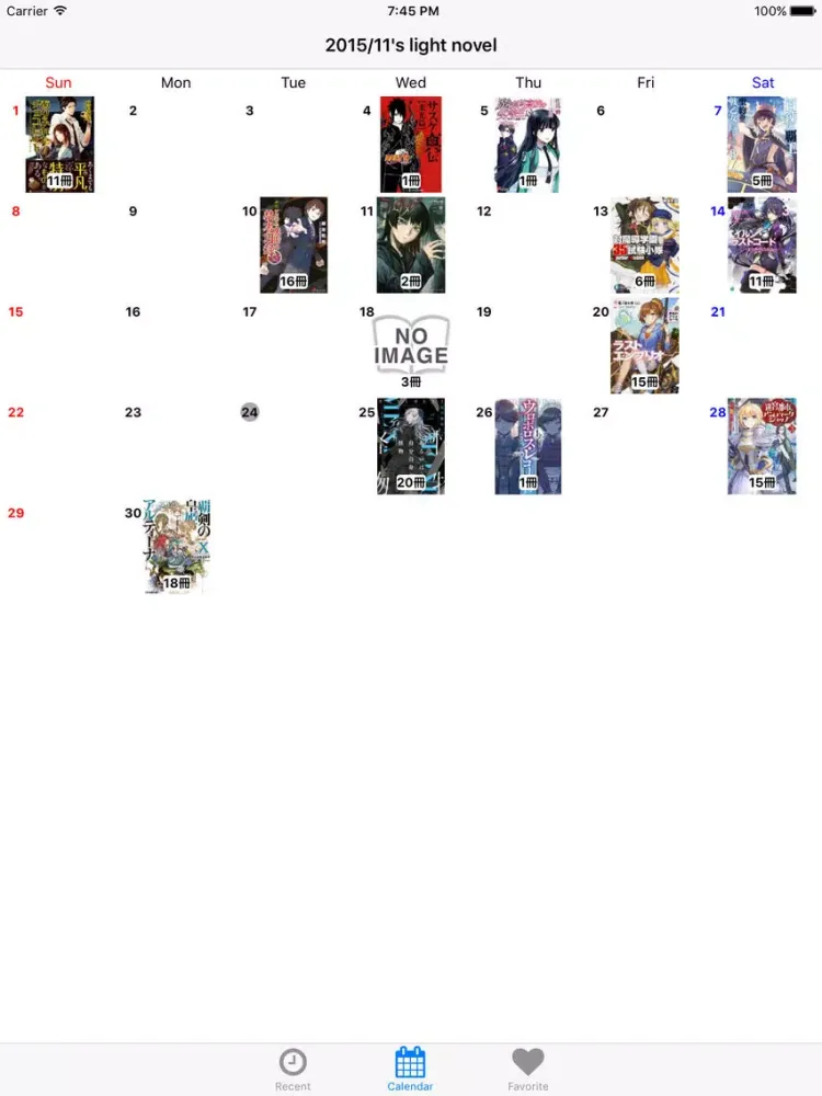 LightNovecal - Light novel calendar - iPad 应用截图