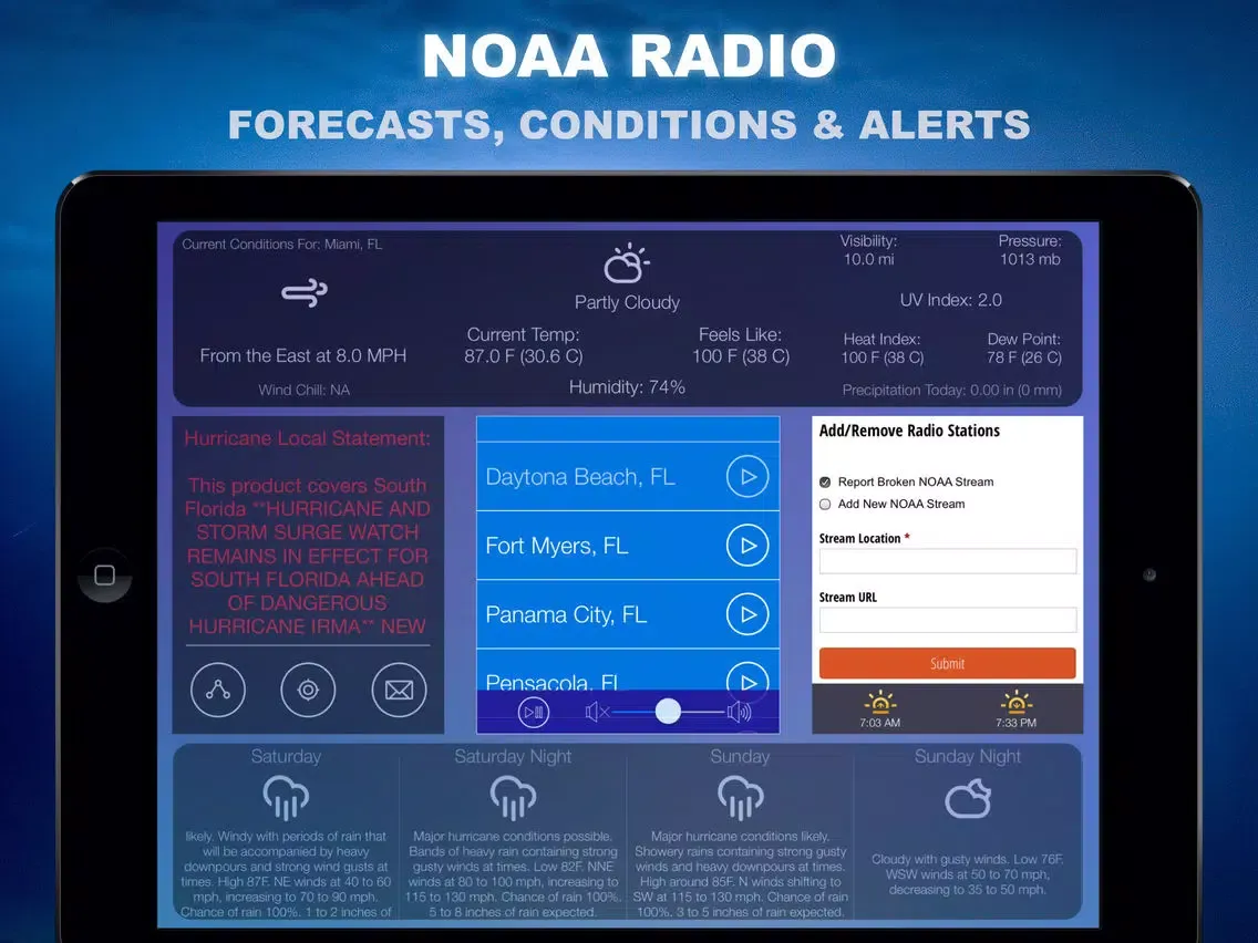 Capturas de tela do Weather Tune : NOAA Radio and Live Storm Alerts iPad 