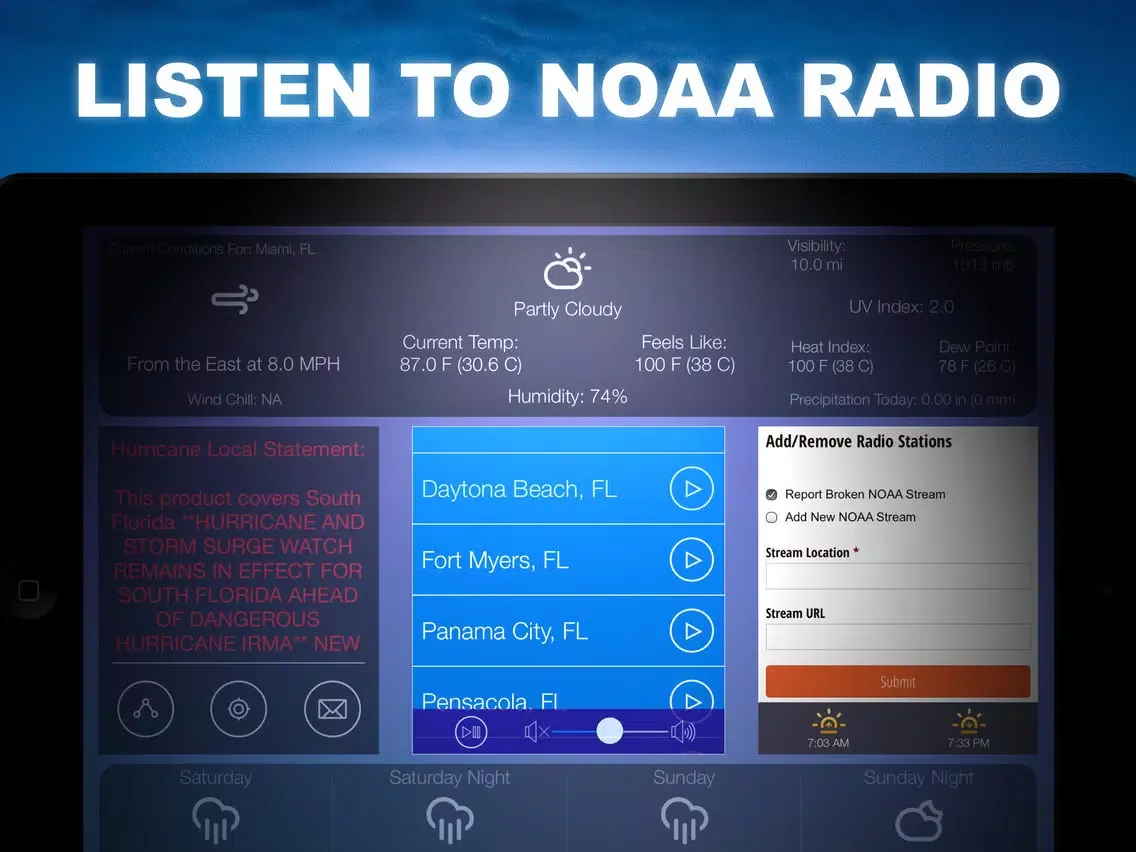 Capturas de tela do Weather Tune : NOAA Radio and Live Storm Alerts iPad 