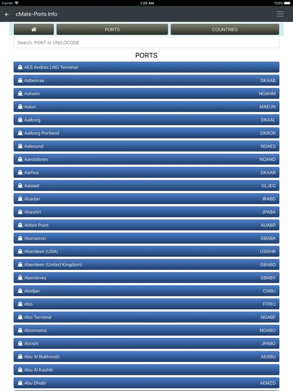 cMate-Ports Info iPad  Screenshots