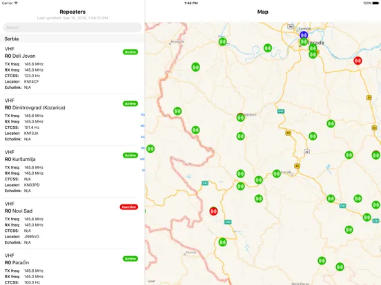 Ảnh chụp màn hình của Balkan HAM Repeaters iPad 