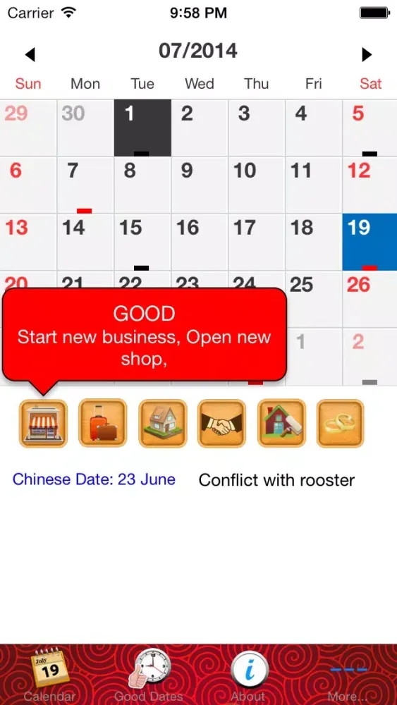 Zrzuty ekranu FengShui Calendar Secret