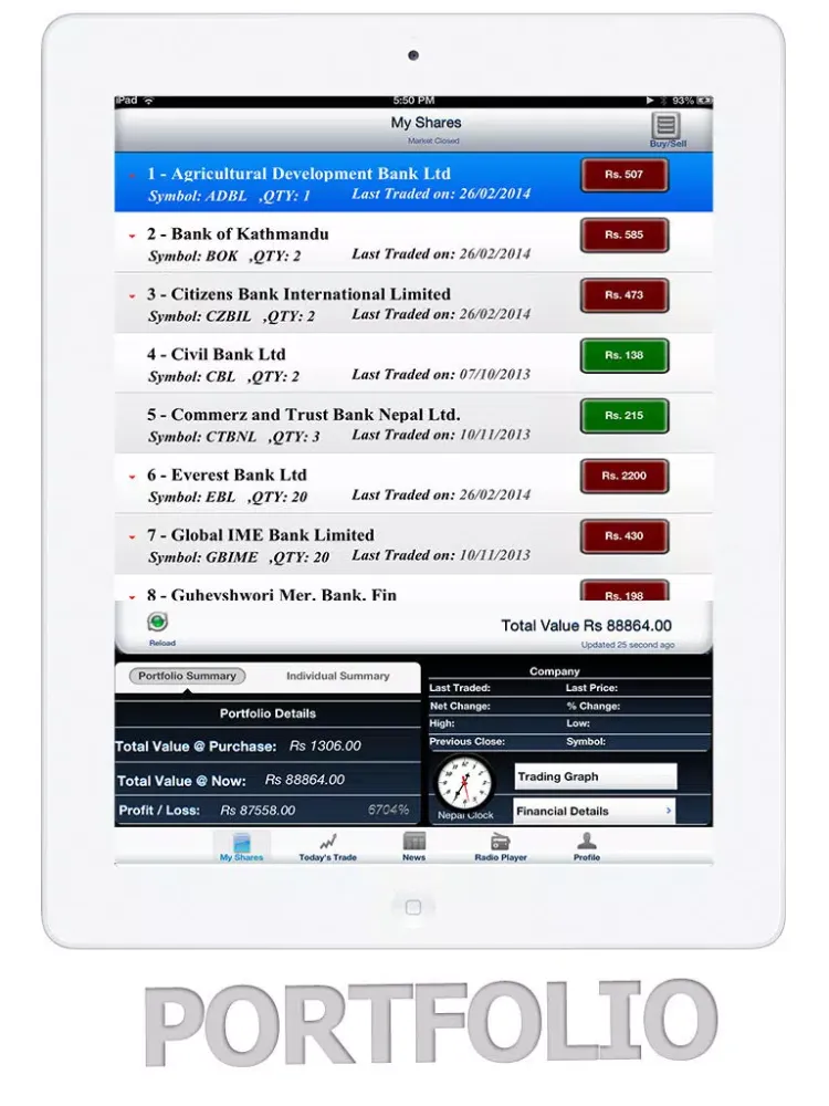 Скриншоты NEPSE iPad 