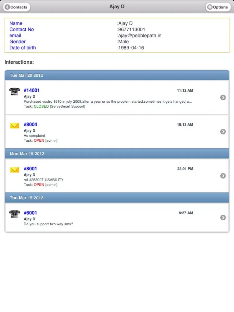 ServeSmart Customer Interaction Software iPad  স্ক্রিনশট