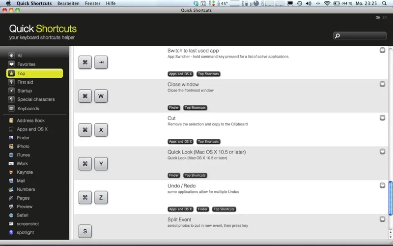 Capturas de pantalla de Quick Shortcuts - your keyboard shortcuts helper