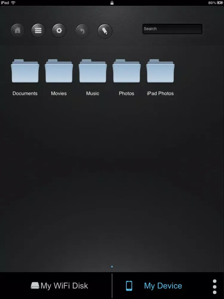 Tangkapan layar aigo WiFi Disk iPad 