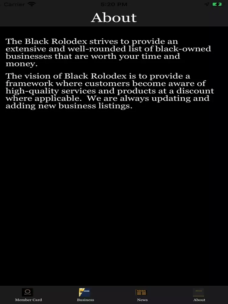 Black Rolodex. iPad  Screenshots
