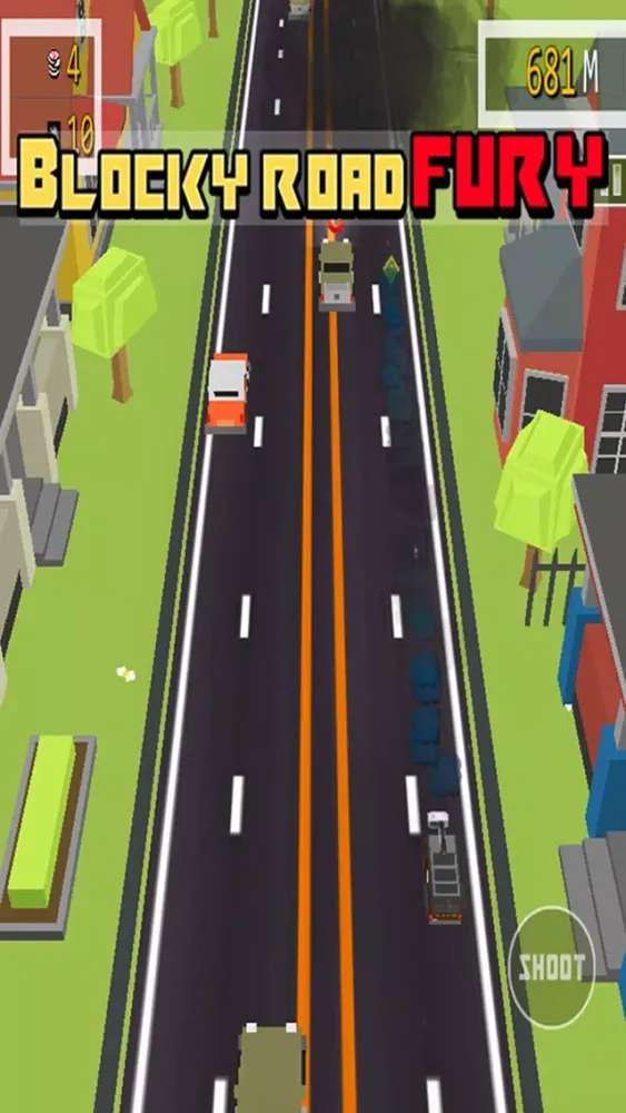 Ảnh chụp màn hình của Blocky Road Fury - Free Car racing & shooting Game