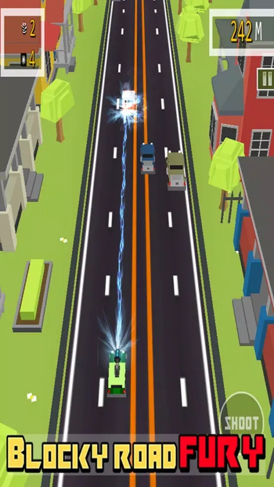 Ảnh chụp màn hình của Blocky Road Fury - Free Car racing & shooting Game