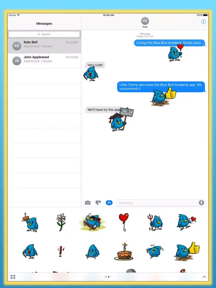 Tangkapan layar Blue Bird Academy iPad 
