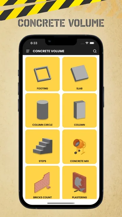 Tangkapan skrin Moro Concrete Calculator