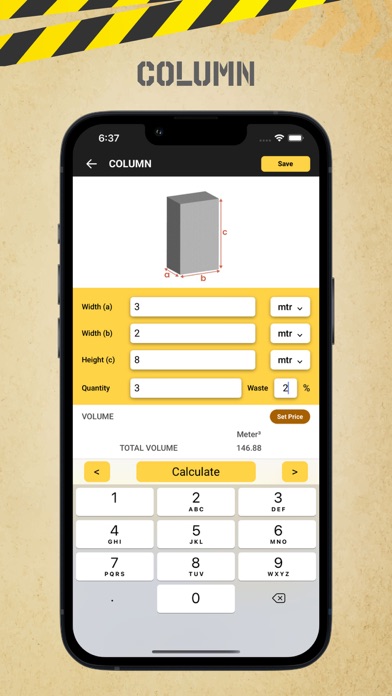 Screenshot di Moro Concrete Calculator