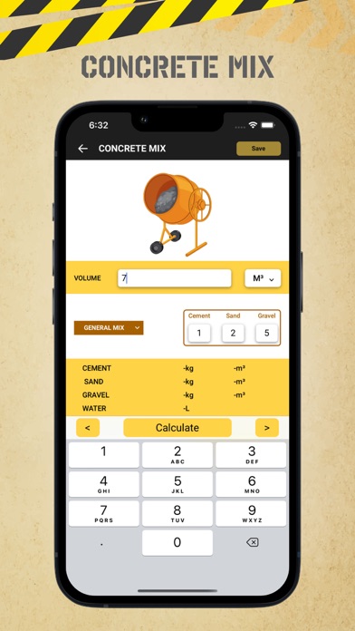 Screenshot di Moro Concrete Calculator