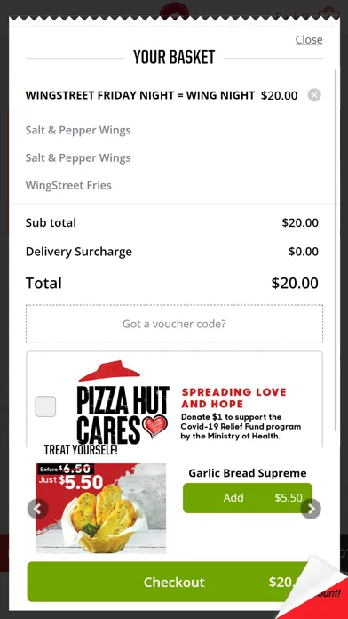 Tangkapan layar Pizza Hut Brunei.
