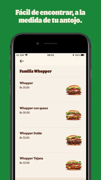 Ảnh chụp màn hình của Burger King® Bolivia