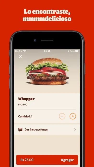 Ảnh chụp màn hình của Burger King® Bolivia