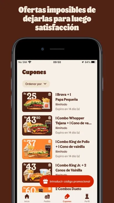 Ảnh chụp màn hình của Burger King® Bolivia