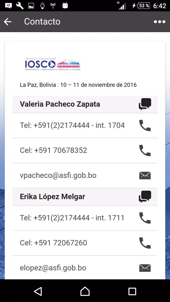 ASFI Eventos Screenshots