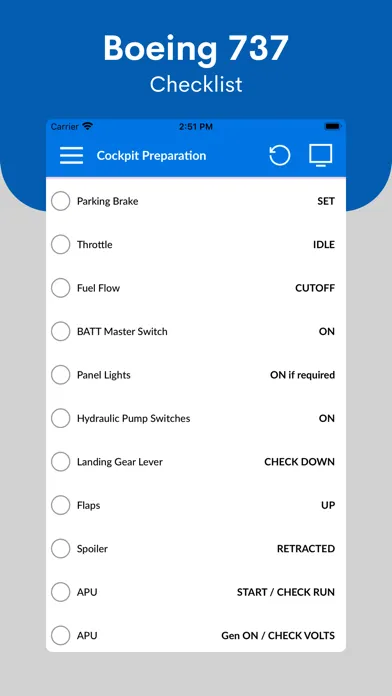 Captures d'écran de Boeing 737 Checklist