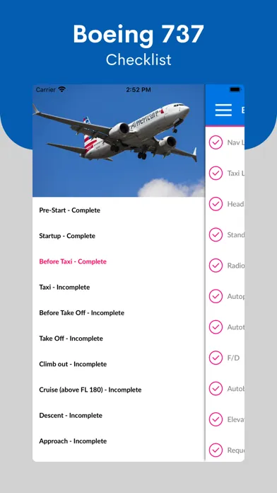 Captures d'écran de Boeing 737 Checklist